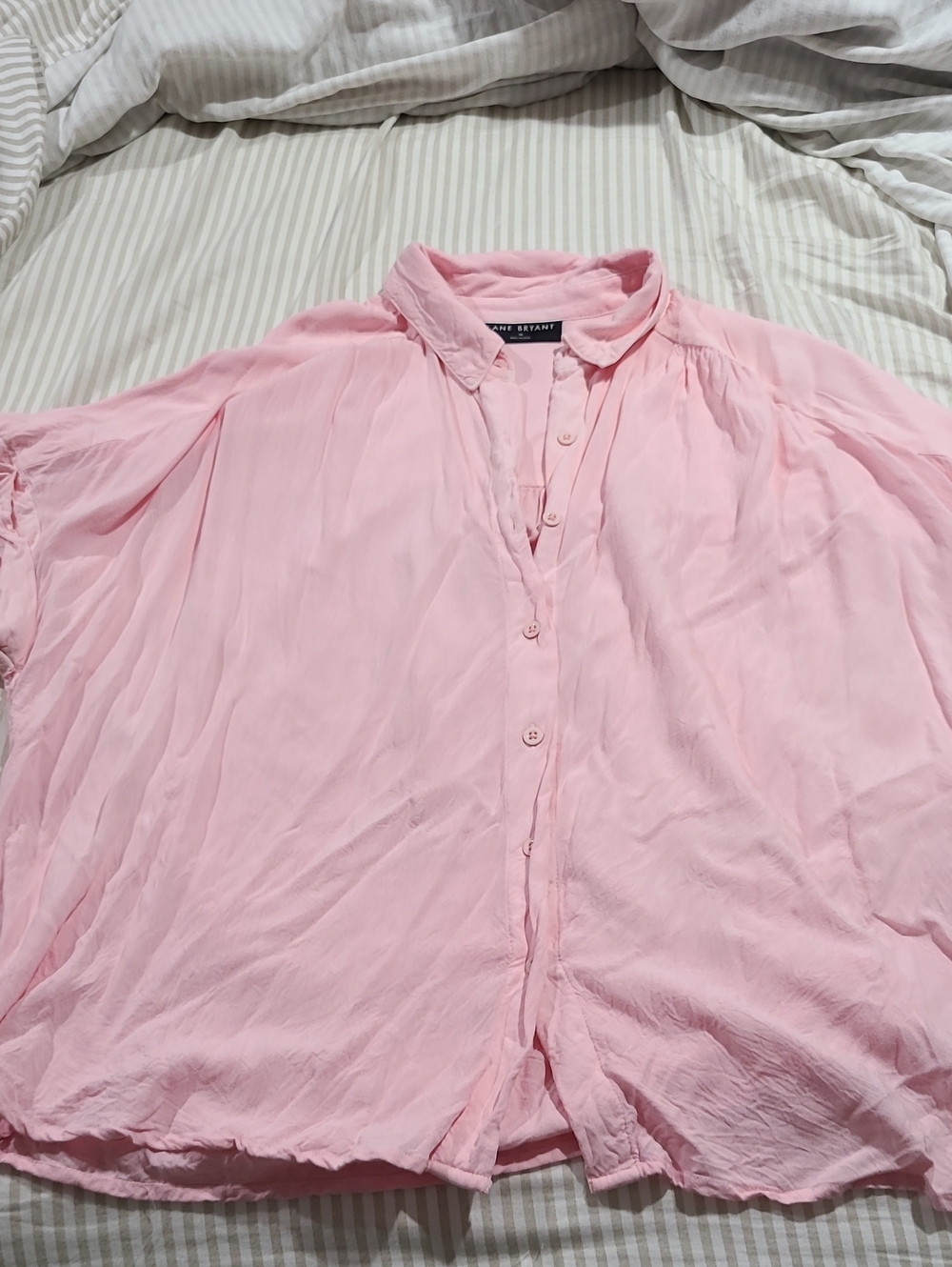 Lane Bryant Pink Roll Sleeve Blouse